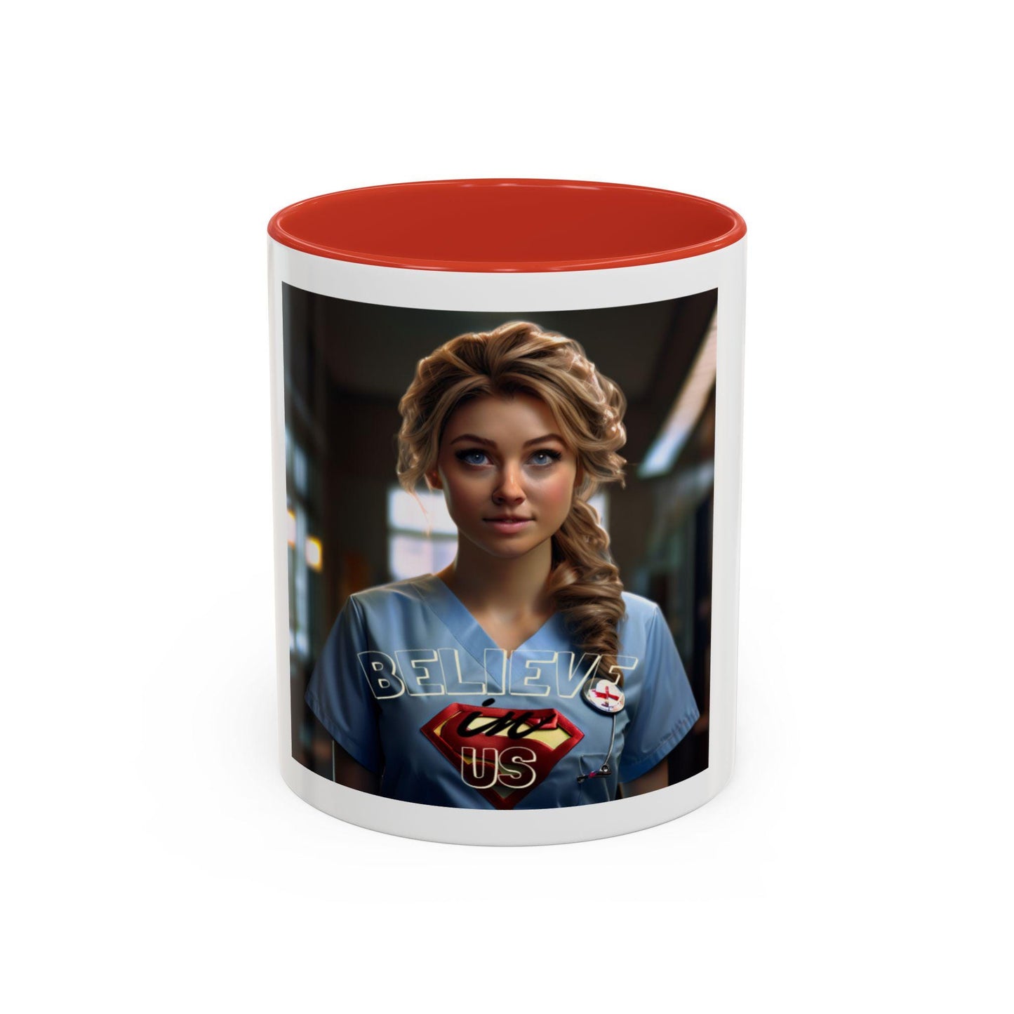 Superhero Nurse Accent Coffee Mug - Believe in Us - Gift for Healthcare Workers, Nurse Appreciation, Motivational Office Mug, [...]