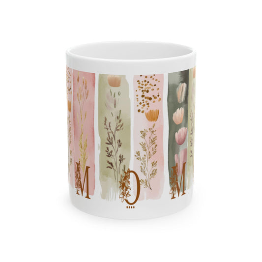 Floral Ceramic Mug for Mom: Personalized Mother's Day Gift, Unique Coffee Cup, Sentimental Present