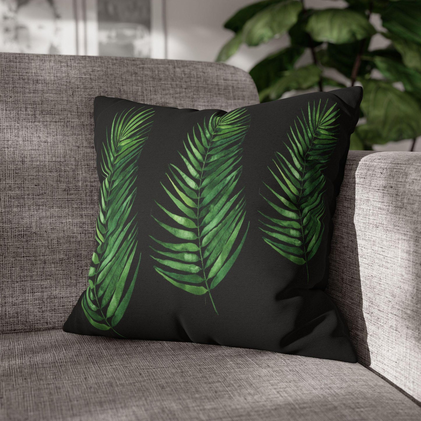 Tropical Leaves Throw Pillow - Boho Home Decor, Botanical Cushion, Nature Inspired Gift, Bedroom Accent, Greenery Pillow